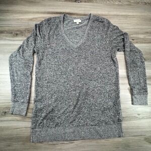 Lucky Brand Marled Grey V Neck Long Sleeve Sweater Top Women S